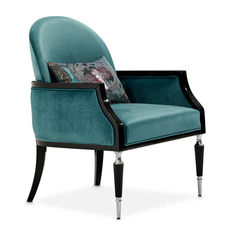 La Francaise 29'' Wide Armchair, Teal Blue Velvet
