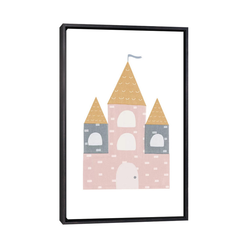 Décoration murale château pour enfants, H 26 po x l 18 po x 1,5 po, Toile avec cadre noir patiné