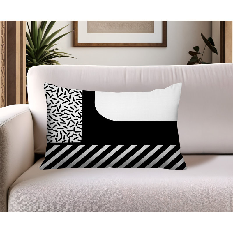Oreiller rectangulaire réversible intérieur / extérieur Jazzo, Rectangulaire H 14 po x l 20 po, Noir