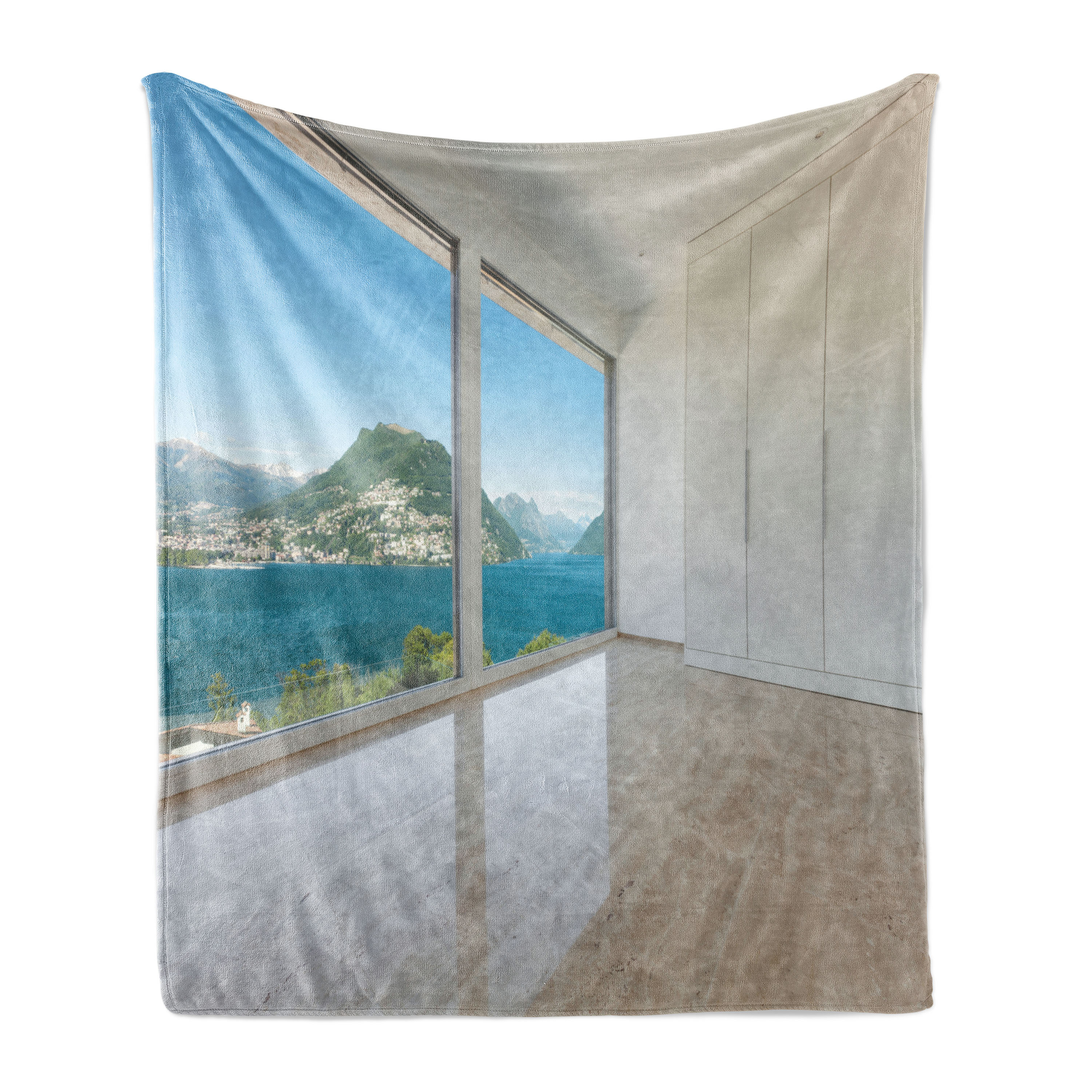 Ambesonne Modern Fleece Throw Blanket Penthouse Interior View White ...