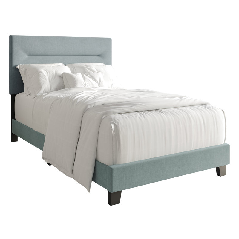 Emery Upholstered Panel Bed, Twin, Light Blue