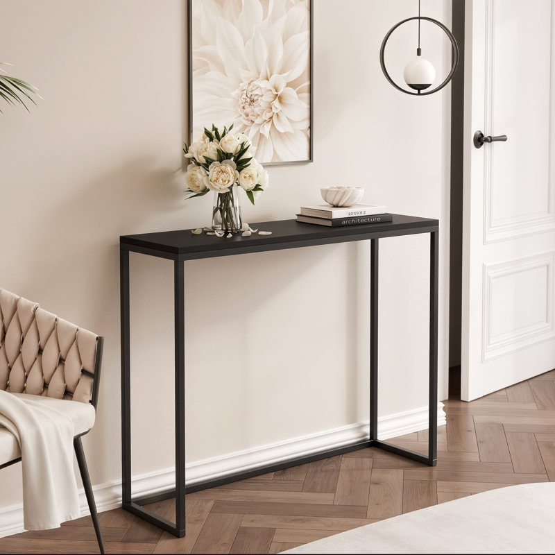 Stainless Steel Top Console Table, 90cm H x 80cm W x 30cm D, Black, Black