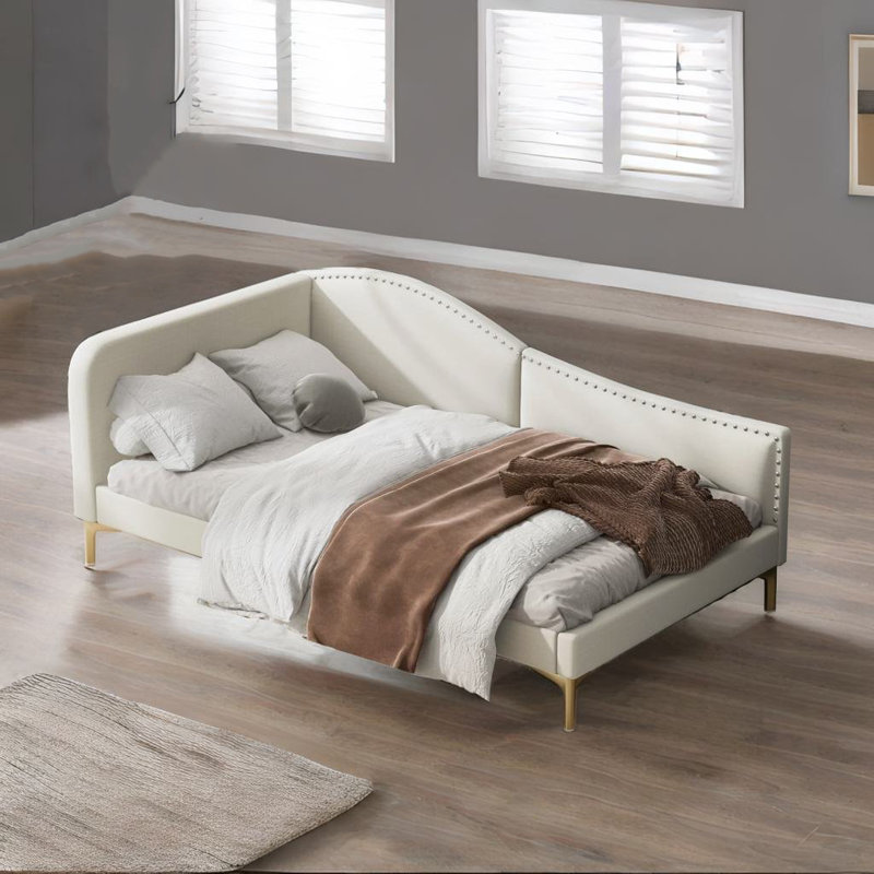 Kirstynn Upholstered Standard Bed, Twin, Beige