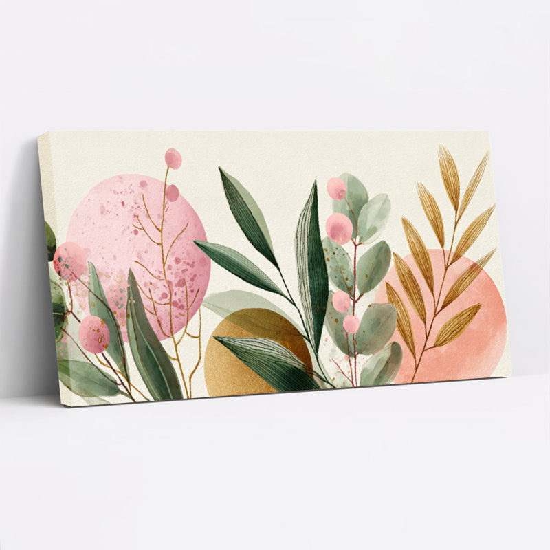 Ensemble de 1 tableau sur toile à motif floral botanique avec accents, H 28 po x l 58 po