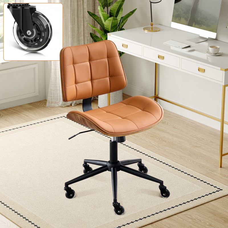 Ergonomic Armless Task Chair, Brown
