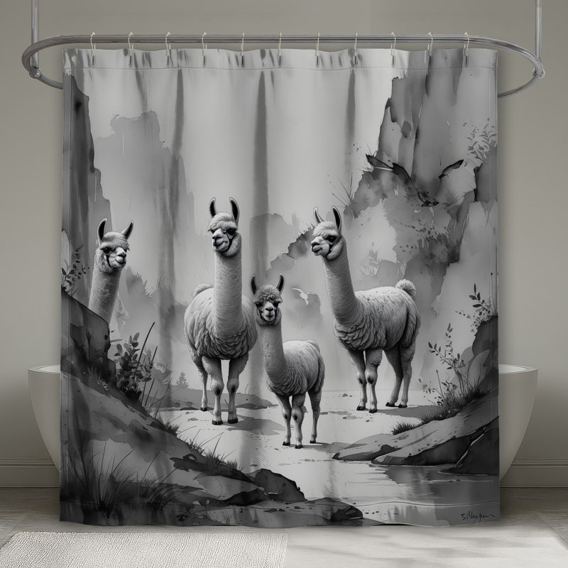 Rideaux de douche noir et blanc avec lamas très longs, L 70 po x H 93 po