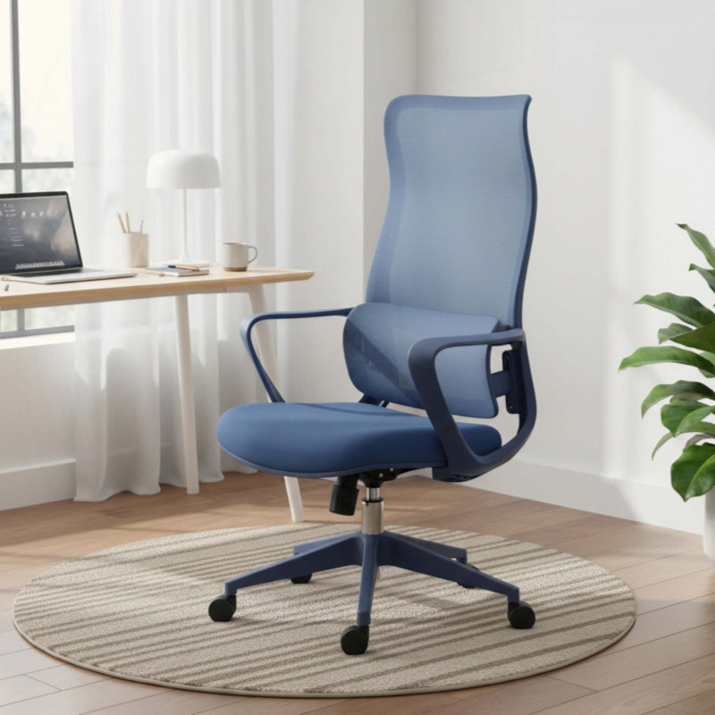 Fauteuil de bureau ergonomique et coloré 350LBS Home Office Mesh, Blue, Blue