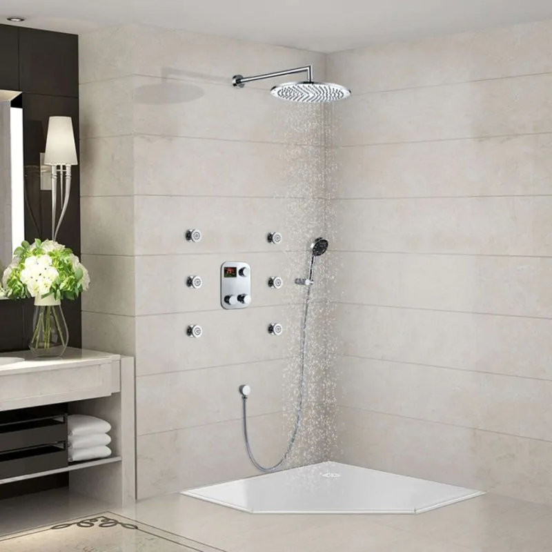 Juno 10" Thermostatic Digital Display shower system with hand shower Head Set