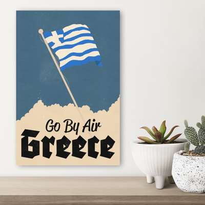 Vintage Greece Travel Retro Vintage Abstract Summer Landscape Wall Art Print 1 Piece Wrapped Canvas Wall Art