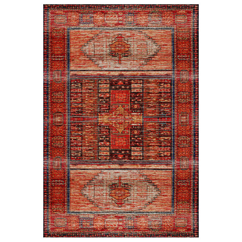 Nomad Spirit Collection Digital Print Cotton-Polyester Blend Red Rug, Runner 4' x 11'6"