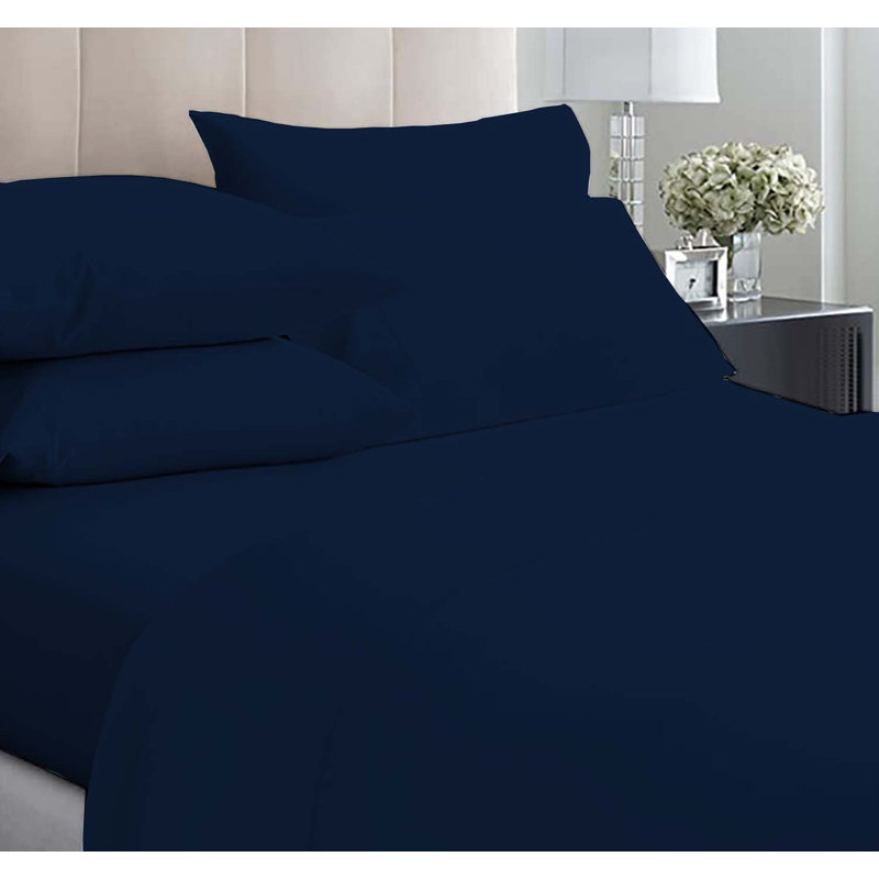 6-Piece Premium Deep Pockets Microfiber Sheet Set, Queen, Navy