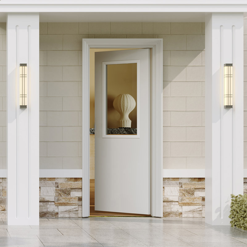Dalle de porte d'entrée avec cadre insonorisant - 1 verre transparent, bois massif apprêté blanc, Oui, L 36 po x H 80 po
