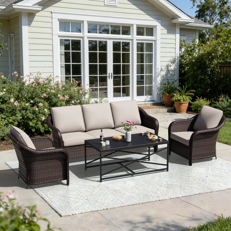 Ensemble de conversation pour 5 personnes, Beige