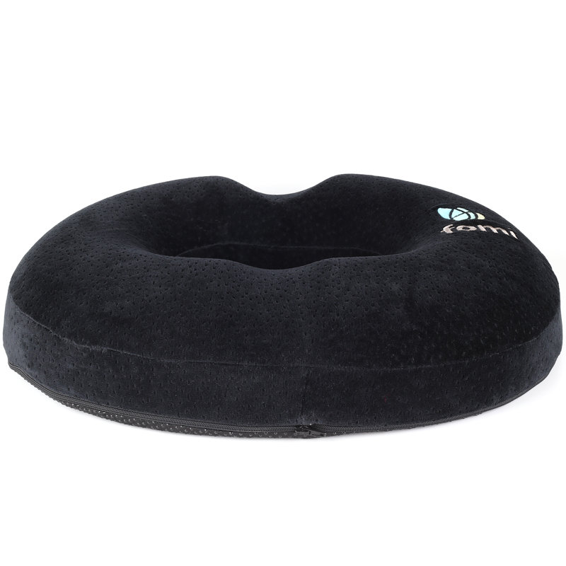Black Memory Foam Donut Seat Cushion with Velour Cover