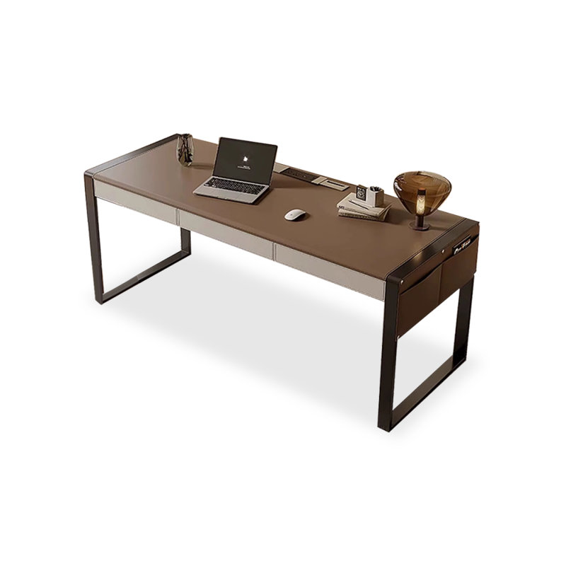 Rectangular Solid Wood with 3 drawers desk, Black, 29.53" H x 62.99" W x 27.56" D