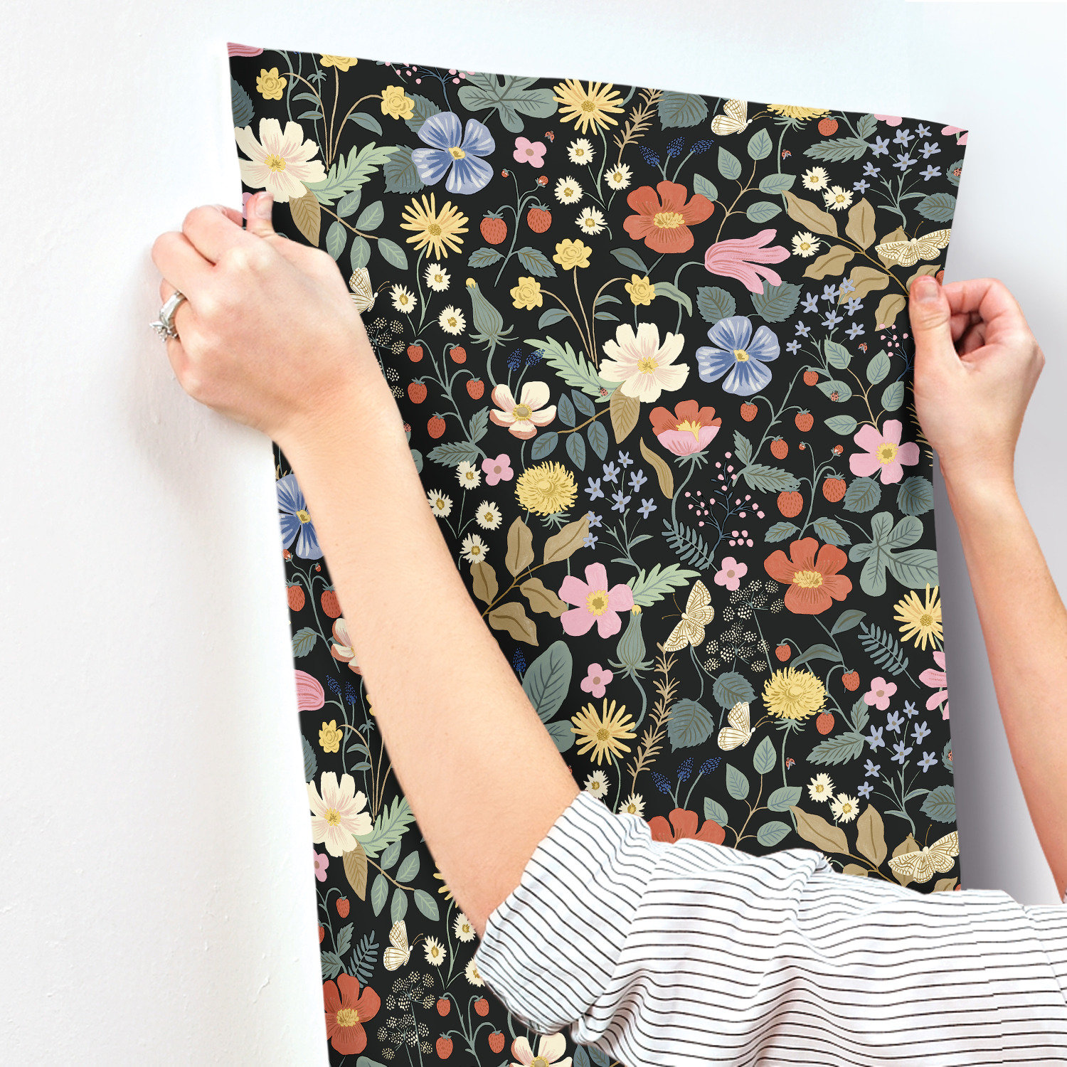 Rifle Paper Co. Strawberry Fields Wallpaper Roll, Black