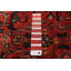 Tapis rouge unique en laine de style années 1990 de 4 pi 8 po x 8 pi 6 po Hemme