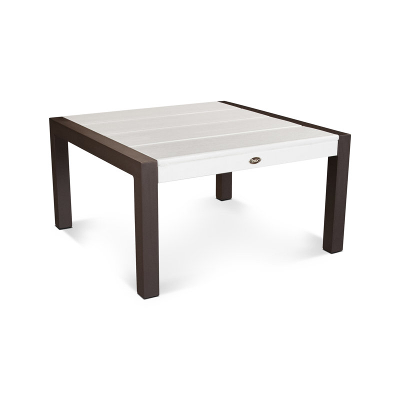 Table de conversation Surf City 30 po, Blanc classique, Bronze texturé