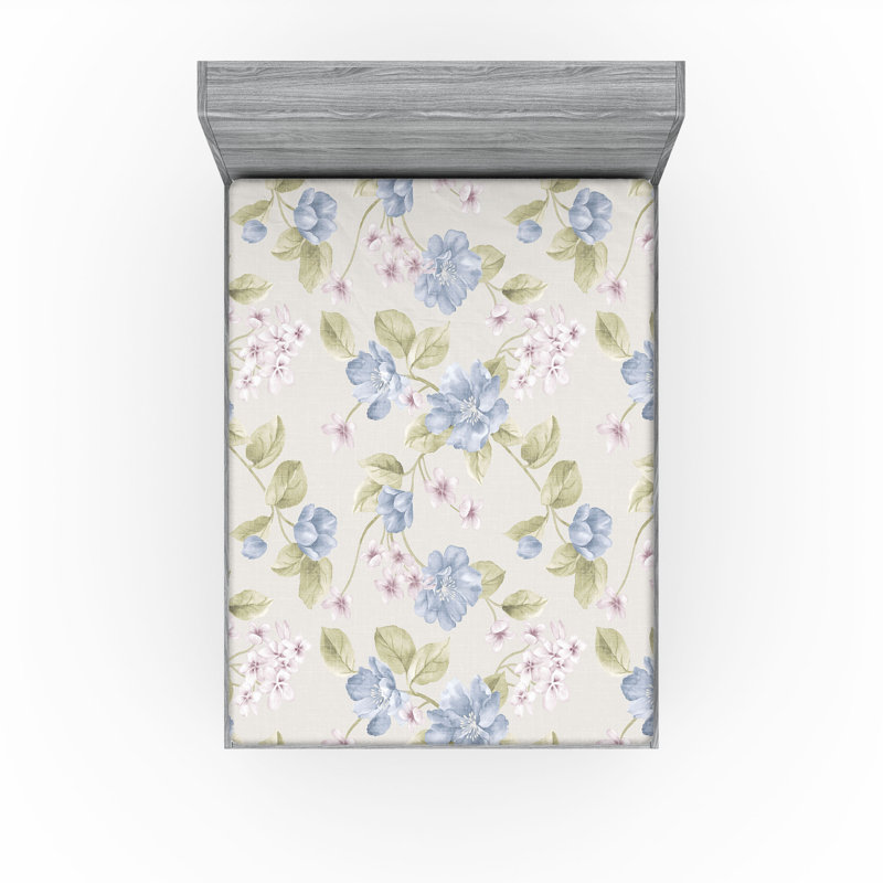 Drap-housse de jardin Ambesonne Art botanique Cottagecore vert pistache et crème