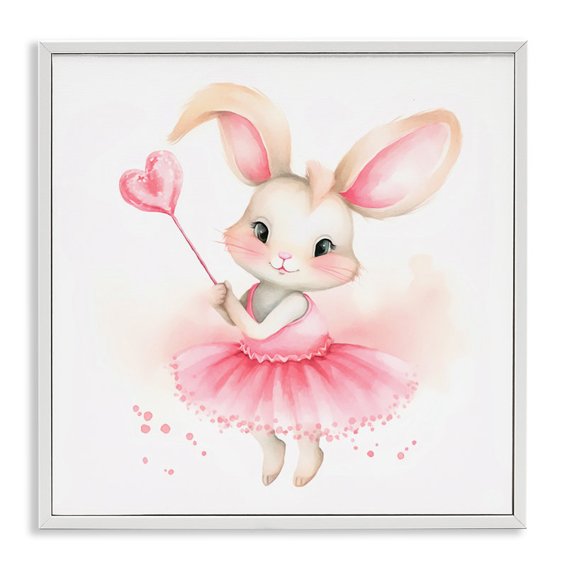 Ballerine lapin avec baguette, art giclée par Andrea Haase, Giclée encadrée blanc bord de mer, H 17 po x l 17 po