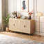 Buffet 62,2 po à quatre portes avec portes en rotin et supports de rangement réglables-776231019