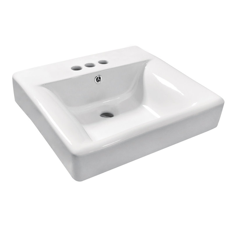 Kingston Brass EV2019W34 Nuvofusion 20" Console Sink Basin (4-Inch, 3-Hole), White