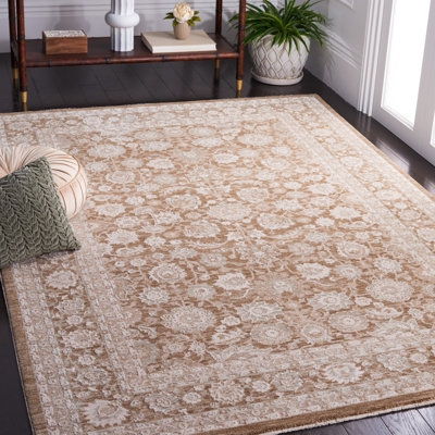 Tapis oriental brun clair / ivoire en polyester / polypropylène tissé à la machine Tillison