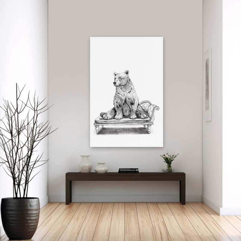 Méridienne ours - Art contemporain sur un canapé, H 60 po x l 40 po