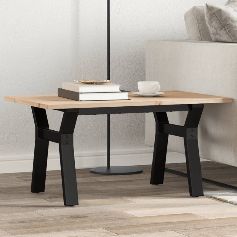 vidaXL Coffee Table Y-Frame Solid Wood Pine and Steel