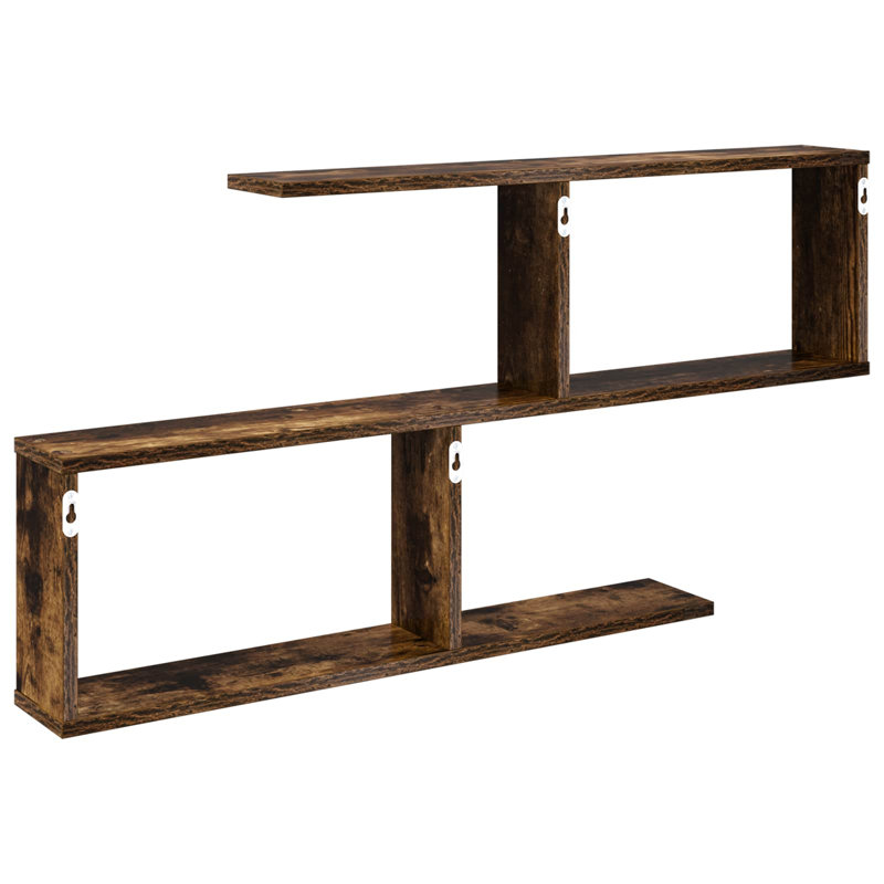  Wall Shelf with Shelf with Storage Engineered Wood Solution Home Indoor, Smoked Oak, 50.5cm H x 100cm W x 12cm D