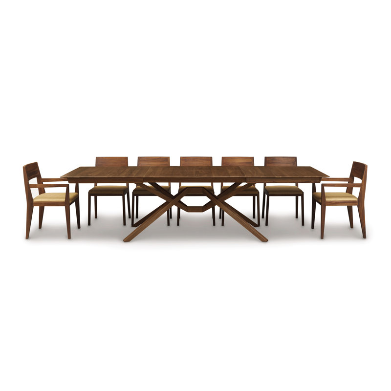 Exeter Single and Double Leaf Extension Dining Table, Natural Walnut, 50" W x 72"/92"/112" L, 2