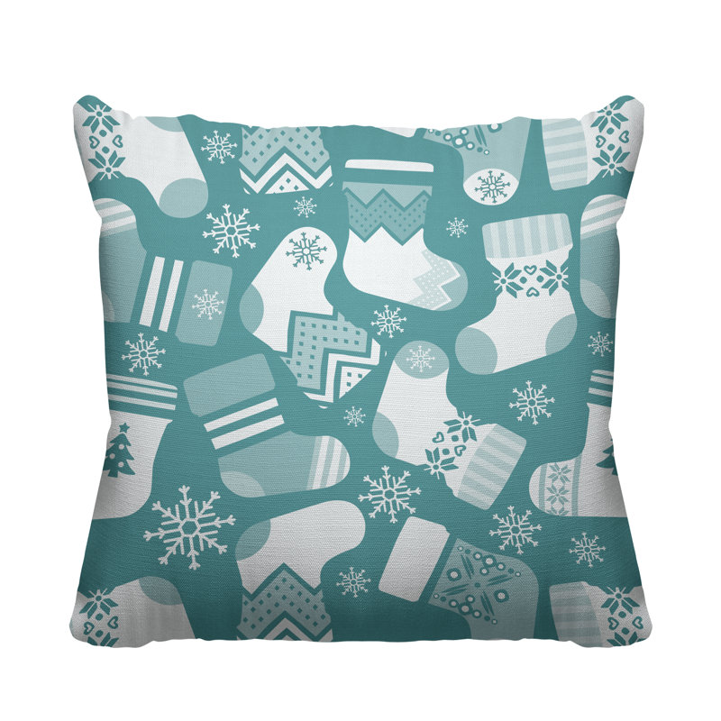 Coussin décoratif intérieur / extérieur Christmas Stockings, L 17 po x H 17 po, Ciel