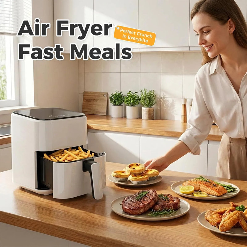 3.17 Qt Compact Digital Air Fryer With Pp Touch Panel, 800w Small Hot Air Fryer For Singles Couples, 5°f Precise Temperature Control Up To 400°f For Healthy Low-oil Cooking