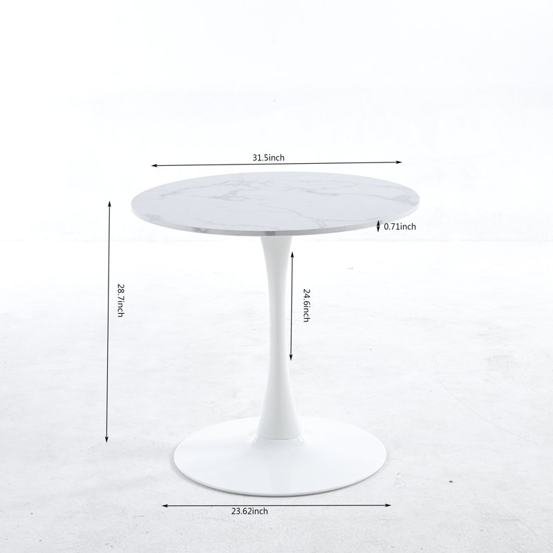 Table de salle à manger Marble, Blanc, 31.5
