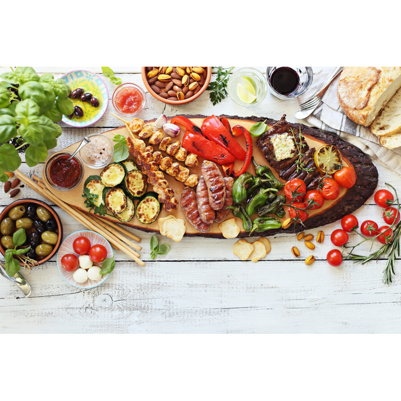 Mediterranean Dinner Table Concept. - Wrapped Canvas Print, 30cm H x 46cm W x 3.8 cm D