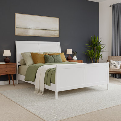 Lit plateforme en bois massif Valencia avec pied de lit assorti Valencia