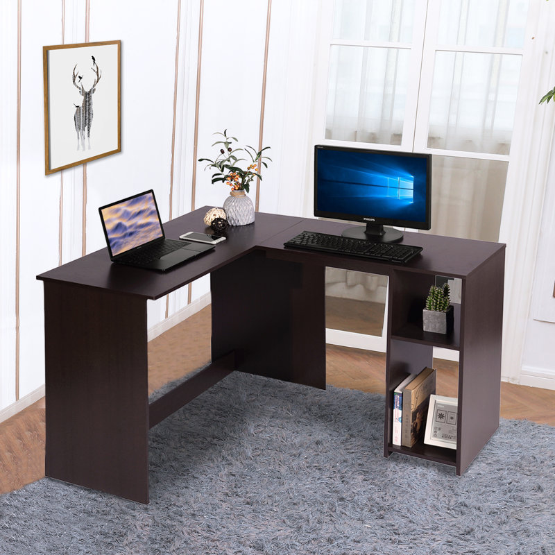 Angeletta L-Shaped Computer Desk, Dark Brown