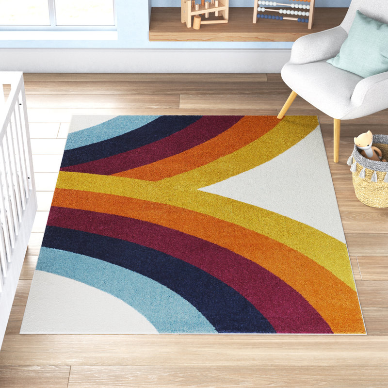 Tapis multicolore pour enfants Aleksandra, Rectangle 3 pi 11 po x 5 pi 7 po