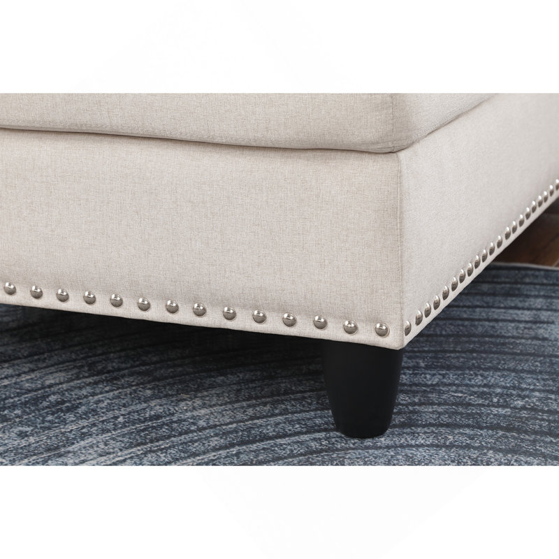 Canapé et méridienne de 98 po de large avec repose-pieds faisant face à la gauche, Beige