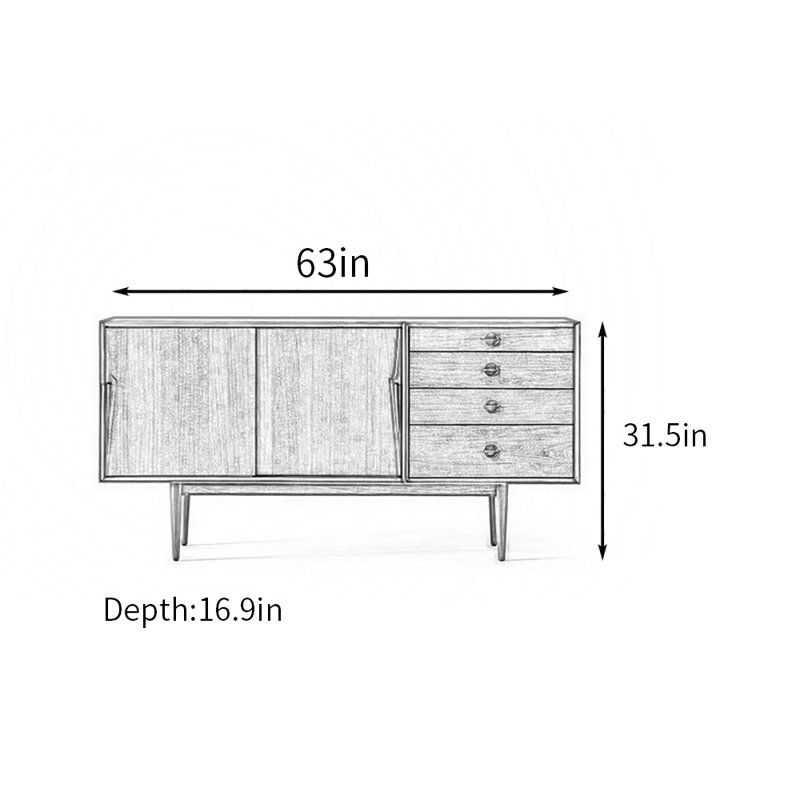 Buffet avec rangement de style rétro, Noir / brun clair