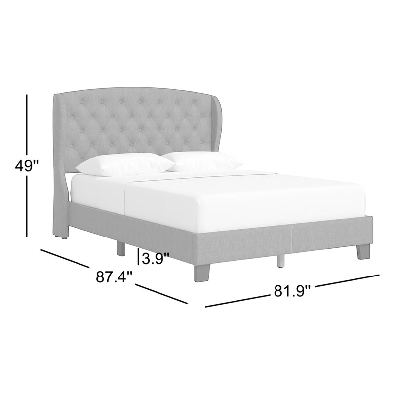 Lilianna Upholstered Wingback Bed, Gray, King