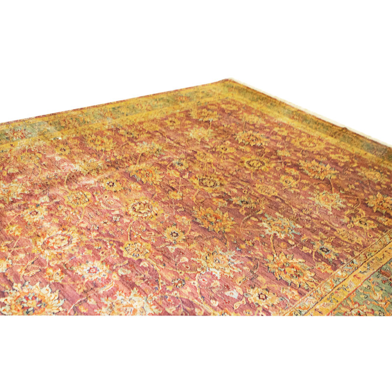 Hand Knotted Wool Area Rug in Red