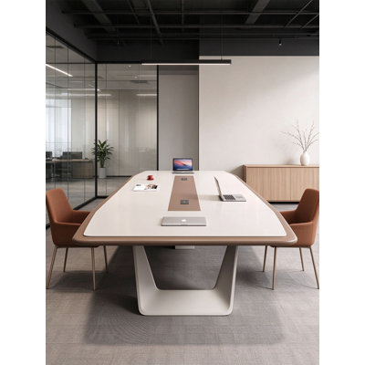 Grande table de conférence en bois laqué de style moderne pour le bureau