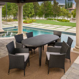 Aquinas 6 - Person Wicker Patio Dining Set with Oval Table