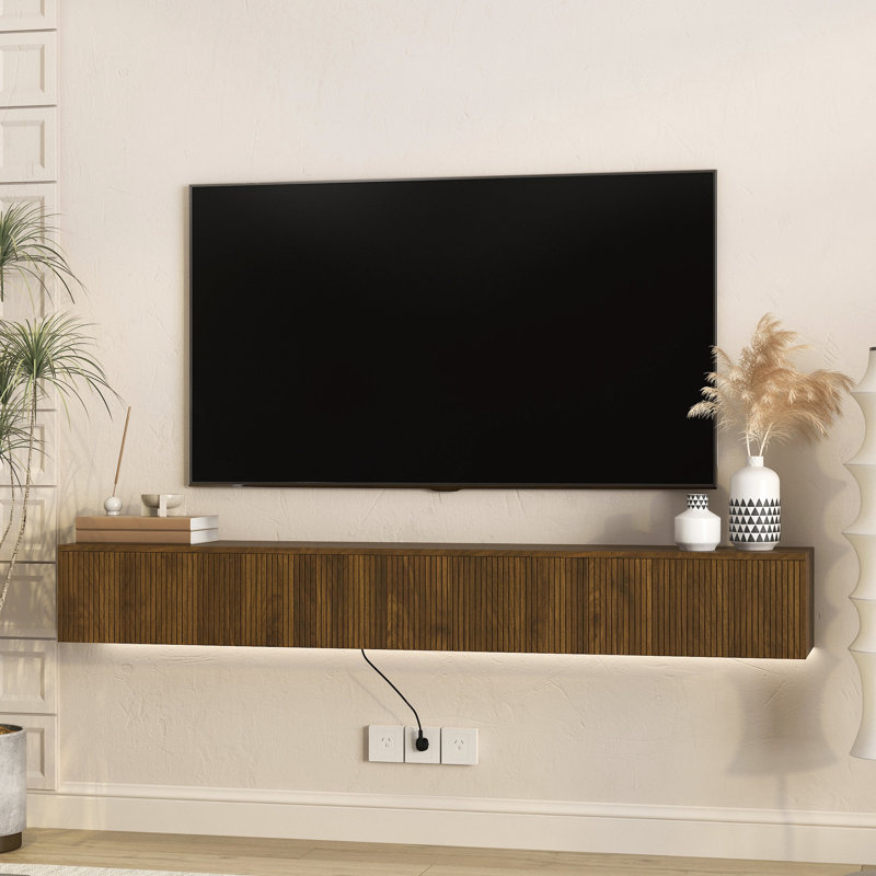 Meuble télé mural oating avec 16 DEL de couleur, meuble télé moderne 69 po, meuble télé flottant pour téléviseur 55 60 65 po