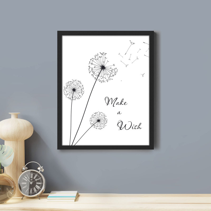 " Make A Wish Dandelion Flower ", 10" H x 8" W, Black
