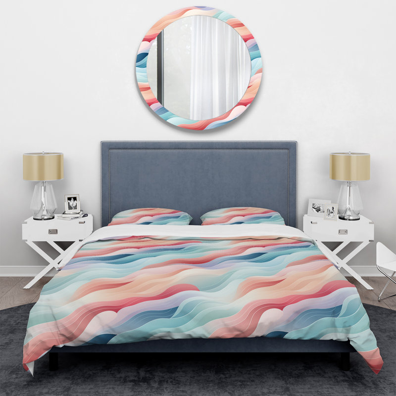 Pastel Harmony I - Ensemble de housse de couette à motif abstrait - Microfibre de polyester