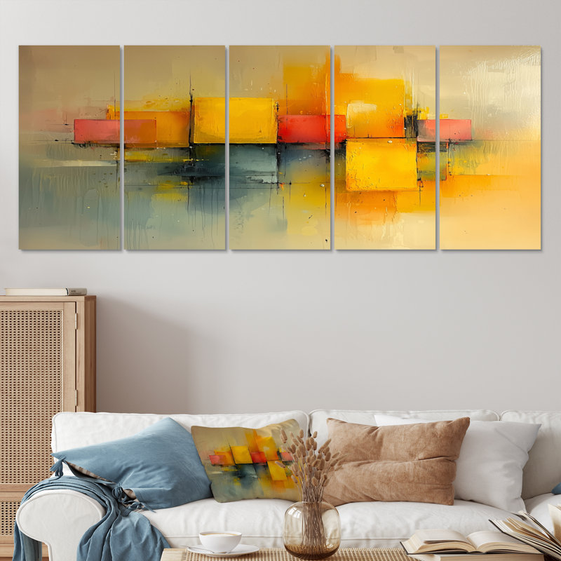 Geometric Pulse Optic Ar V - Pulse Wall Art - Art mural moderne sur toile, 5, H 32 po x l 80 po