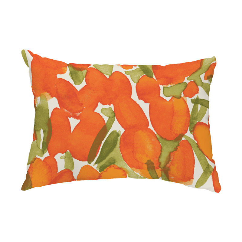 Sunset Tulip Outdoor Rectangular Pillow Cover & Insert, Orange
