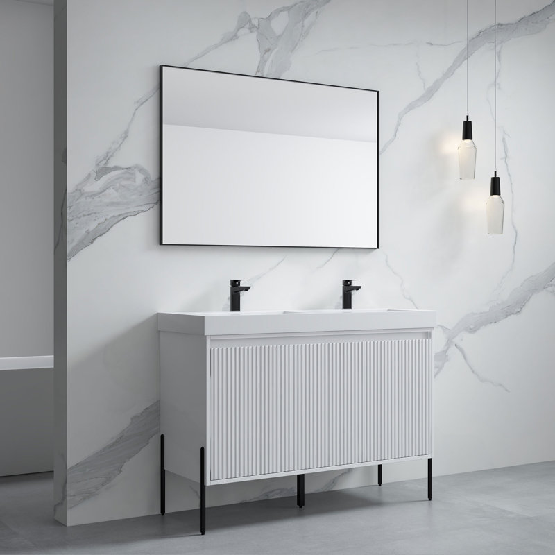 Ensemble de meuble-lavabo double 48 po Nalis, Blanc, Noir